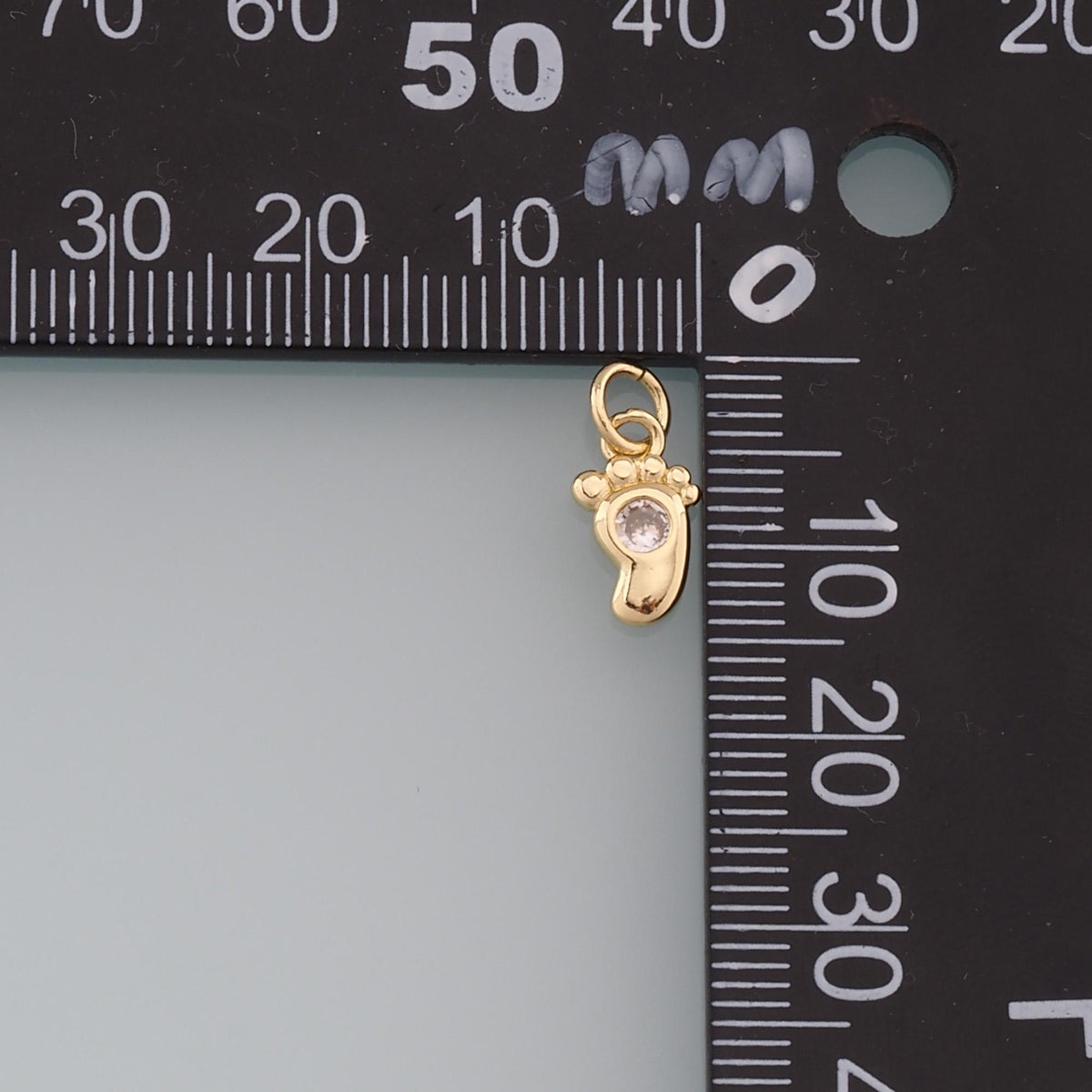 Gold Footprint Charms,18K Gold Filled Footprint Pendant,CZ Micro Pave Footprint Charm Bracelet Necklace for DIY Jewelry Makin