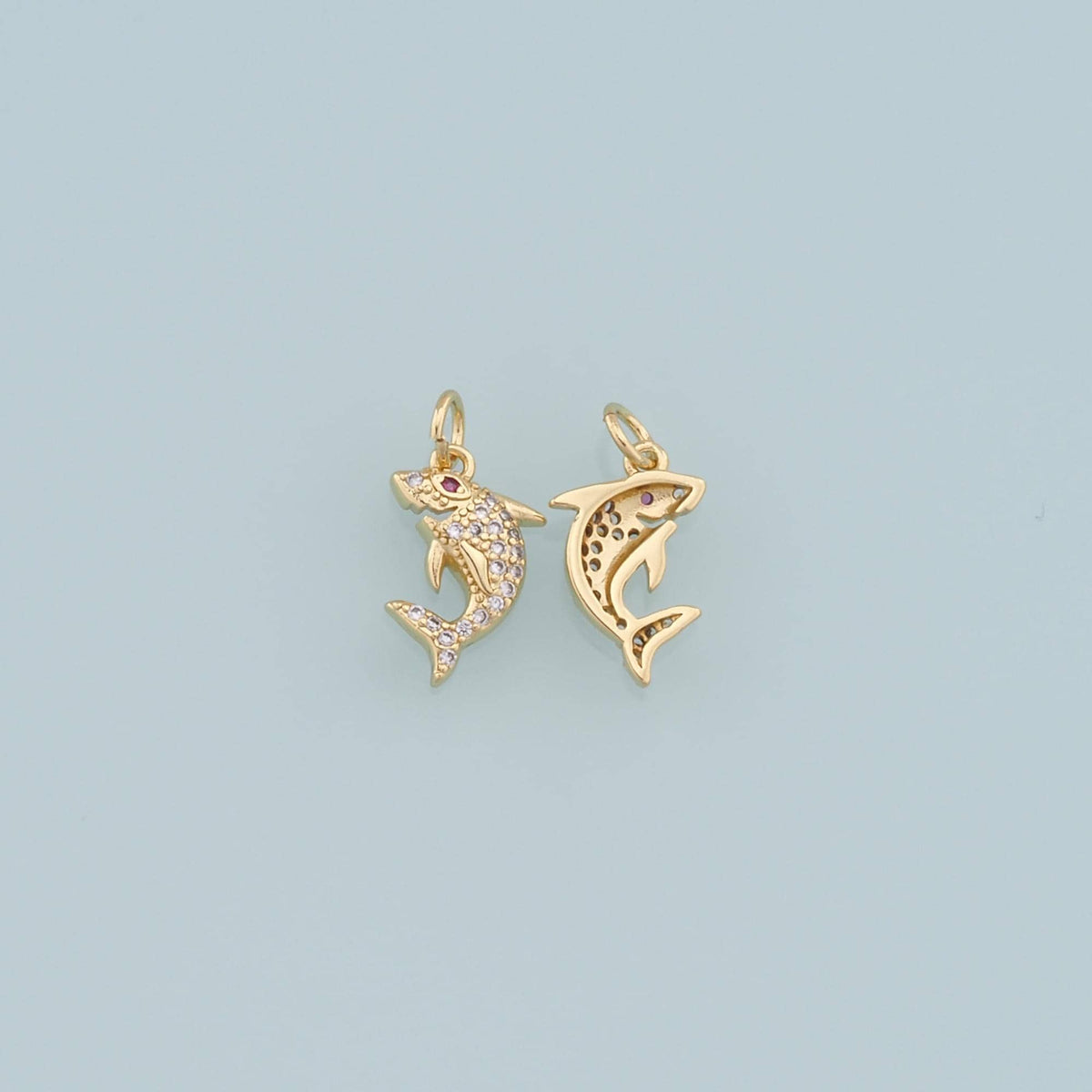 Gold shark Charms,18K Gold Filled shark Pendant,Silver shark Charm Bracelet Necklace for DIY Jewelry Making Supply