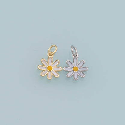Gold Daisy Charms,18K Gold Filled Daisy Pendant,Enamel Daisy Charm Bracelet Necklace for DIY Jewelry Making Supply