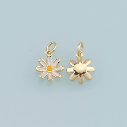 Gold Daisy Charms,18K Gold Filled Daisy Pendant,Enamel Daisy Charm Bracelet Necklace for DIY Jewelry Making Supply