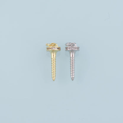 18K Gold Filled Pearl Screw Pendant,CZ Micro Pave Screw Charm Bracelet Necklace for DIY Jewelry Making Supply