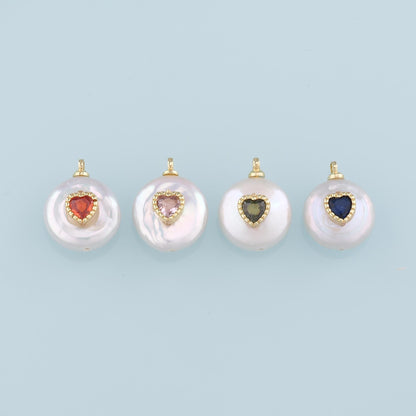 Gold Heart Charms,18K Gold Filled Pearl Heart Pendant,Heart Charm Bracelet Necklace for DIY Jewelry Making Supply