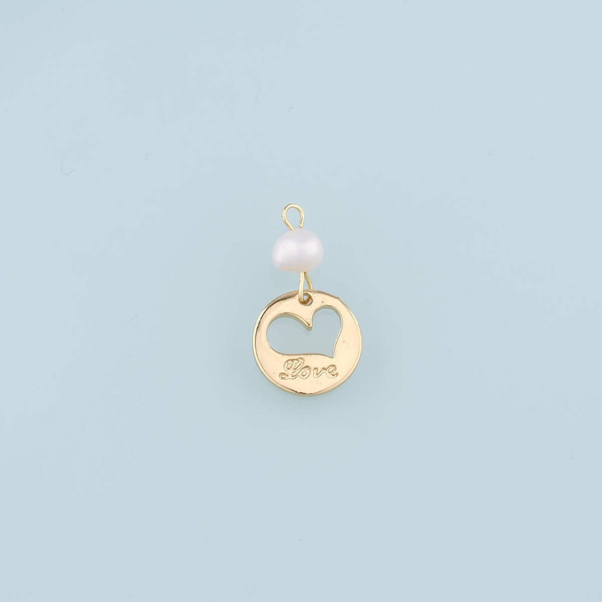 18K Gold Filled Heart Pearl Charm Pendant for Jewelry Making