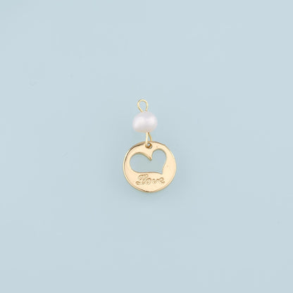 18K Gold Filled Heart Pearl Charm Pendant for Jewelry Making