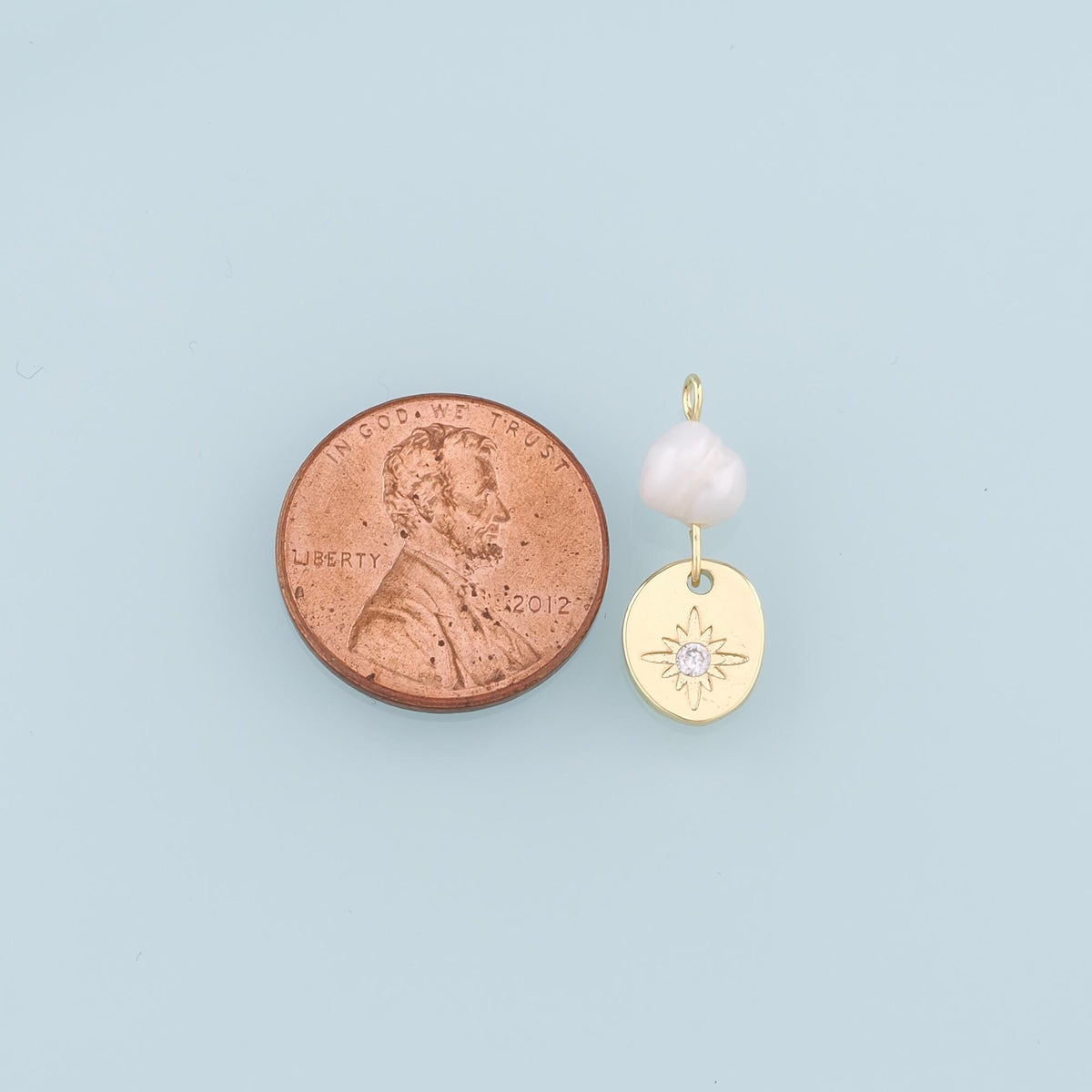 18K Gold Filled Star CZ Pearl Charm Pendant for Jewelry Making