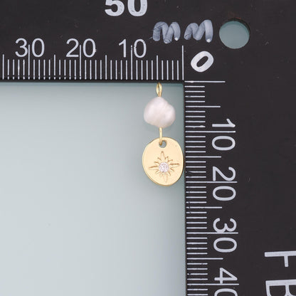 18K Gold Filled Star CZ Pearl Charm Pendant for Jewelry Making