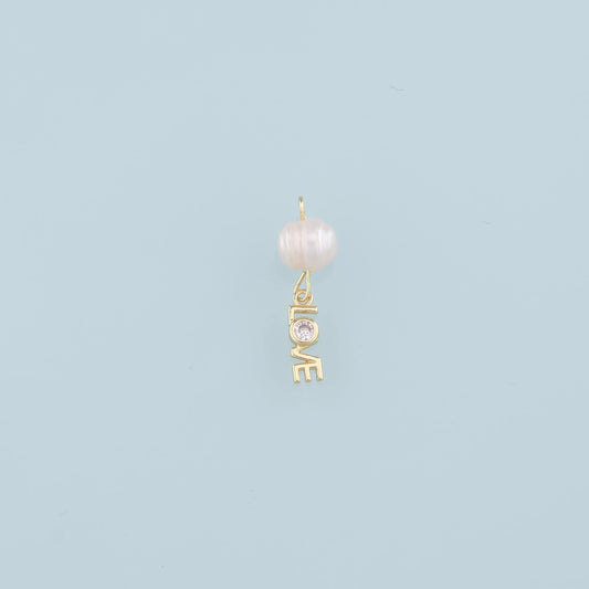 18K Gold Filled Pearl Love Pendant,Love Charm Bracelet Necklace for DIY Jewelry Making Supply