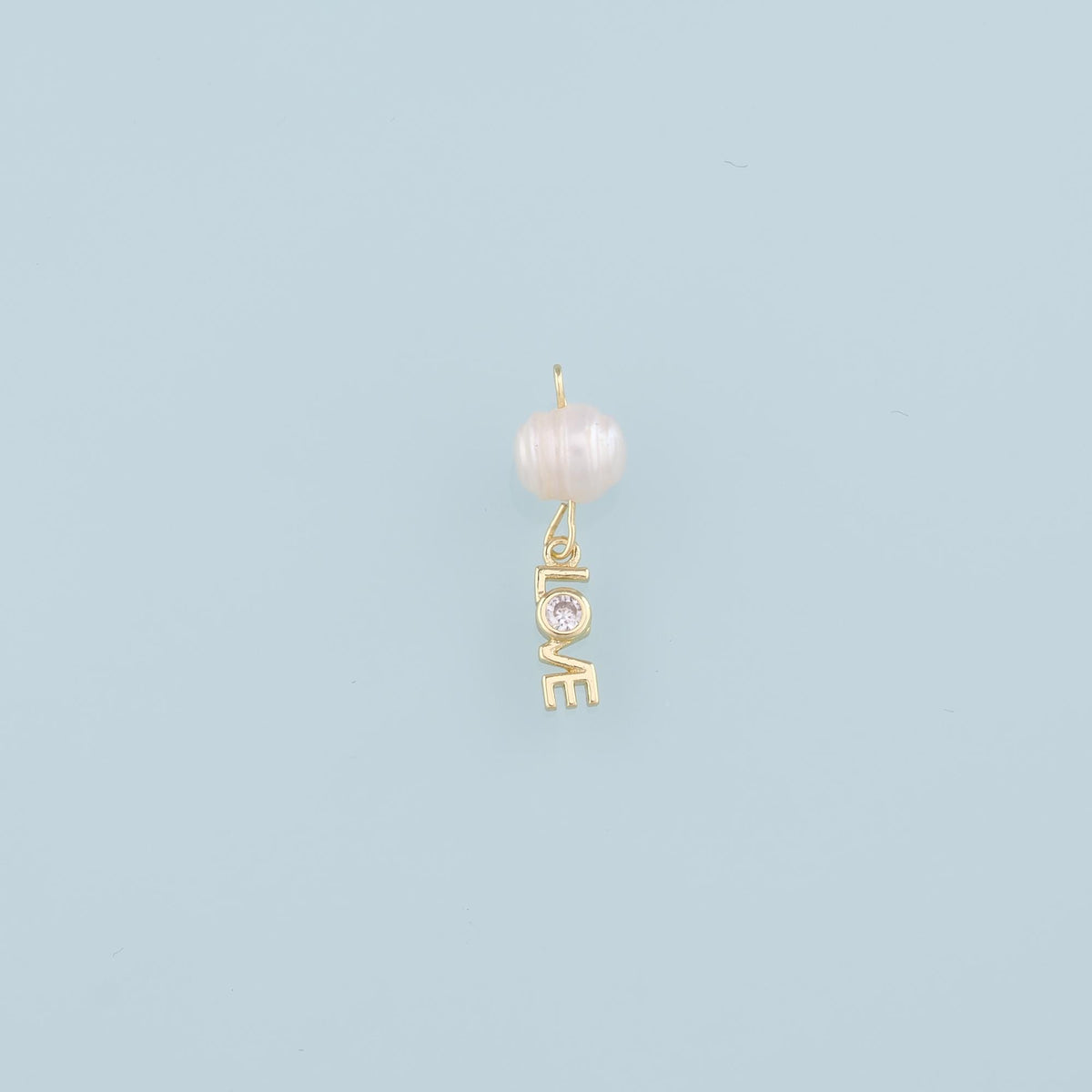 18K Gold Filled Pearl Love Pendant,Love Charm Bracelet Necklace for DIY Jewelry Making Supply