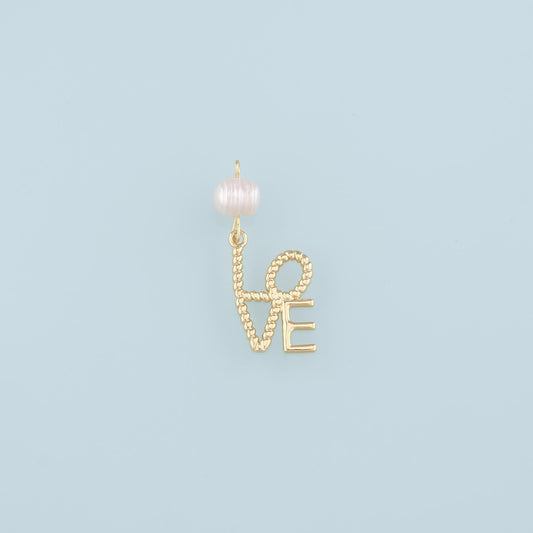 18K Gold Filled Pearl Love Pendant,Love Charm Bracelet Necklace for DIY Jewelry Making Supply