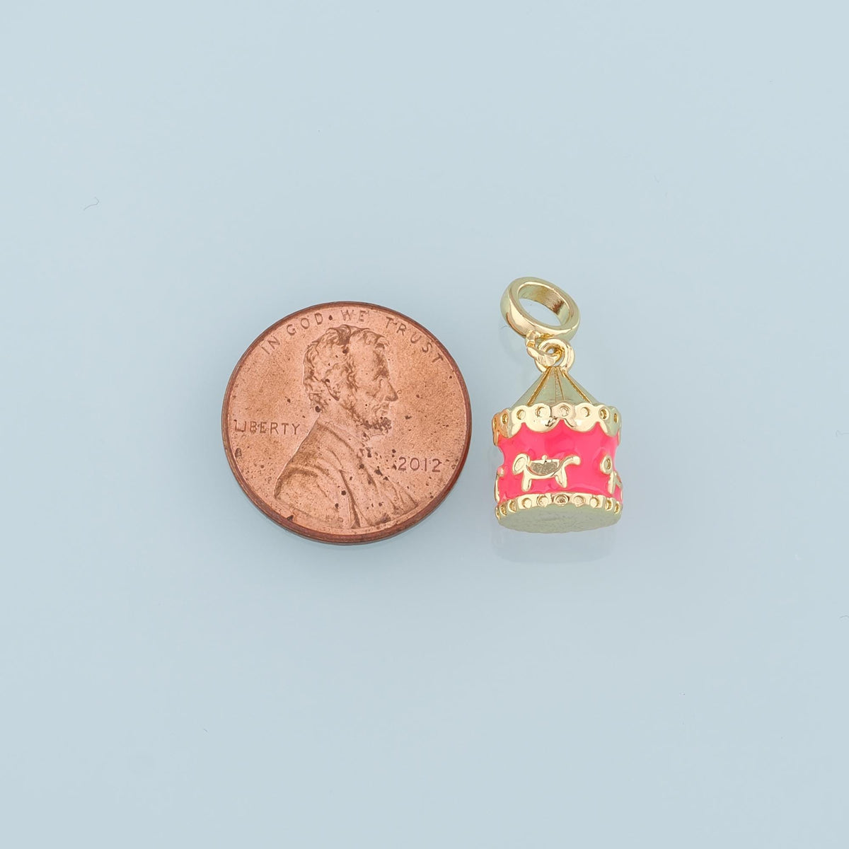 18K Gold Filled Carousel Pendant,Enamel Carousel Charm Bracelet Necklace for DIY Jewelry Making Supply