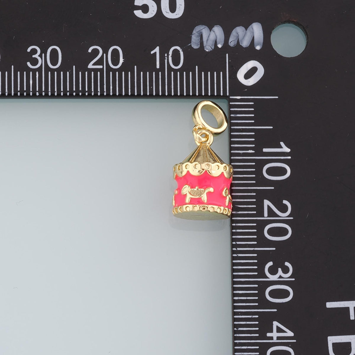 18K Gold Filled Carousel Pendant,Enamel Carousel Charm Bracelet Necklace for DIY Jewelry Making Supply