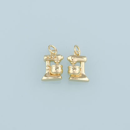 18K Gold Filled Coffee Machine Pendant,Coffee Machine Charm Bracelet Necklace for DIY Jewelry Making Supply