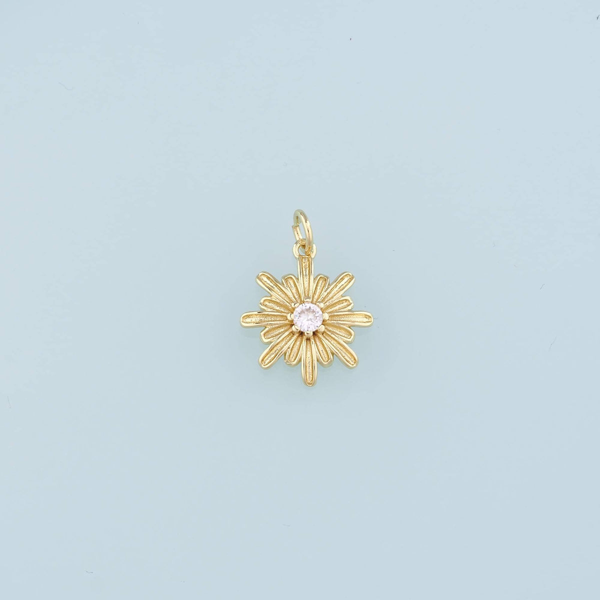 Gold Flower Charms,18K Gold Filled Flower Pendant,CZ Flower Charm Bracelet Necklace for DIY Jewelry Making Supply