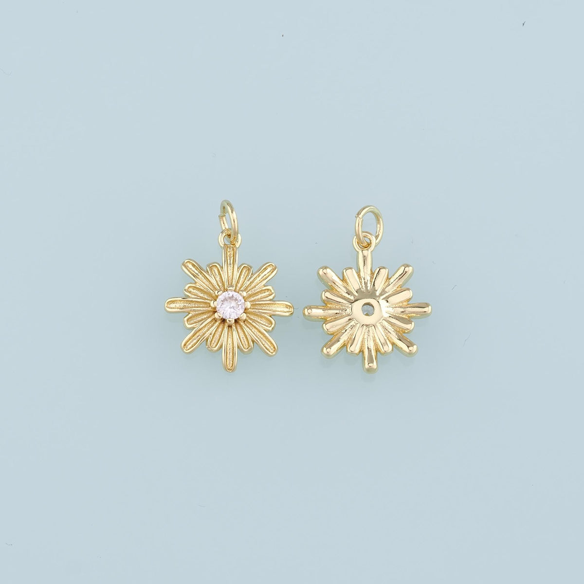 Gold Flower Charms,18K Gold Filled Flower Pendant,CZ Flower Charm Bracelet Necklace for DIY Jewelry Making Supply