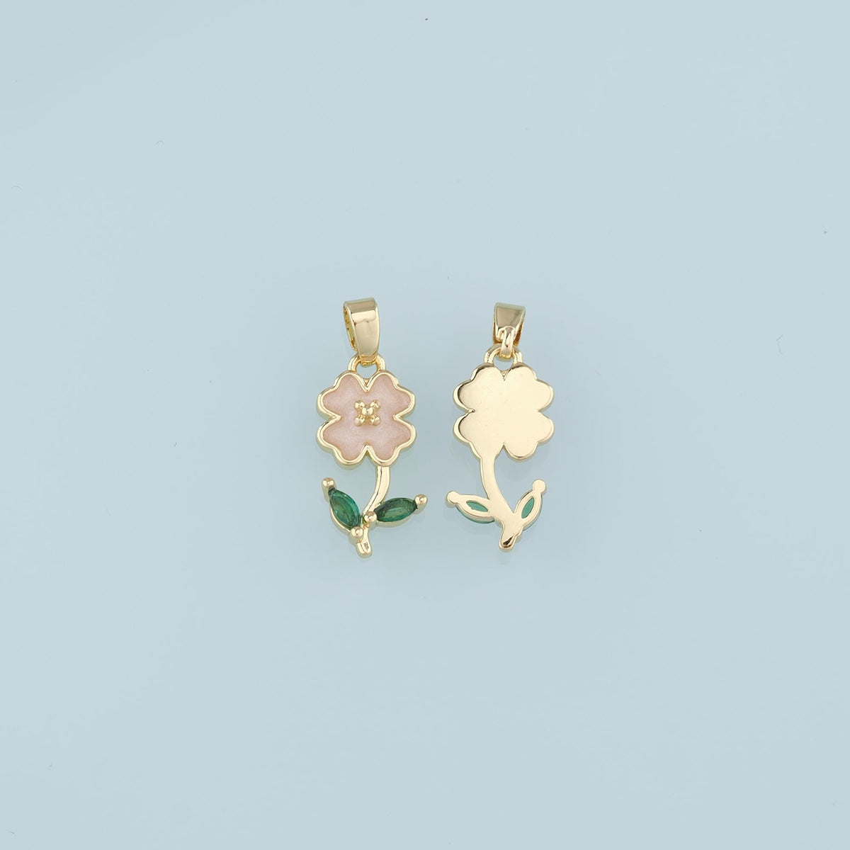 18K Gold Filled Flower Enamel Charm Pendant for Jewelry Making