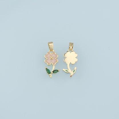 18K Gold Filled Flower Enamel Charm Pendant for Jewelry Making