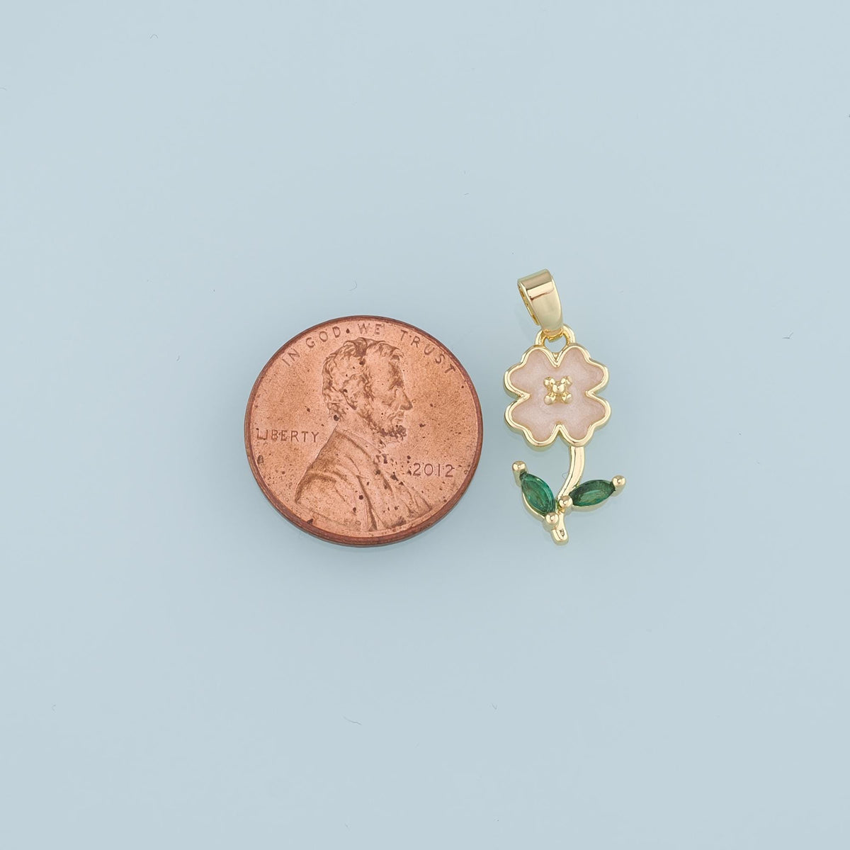 18K Gold Filled Flower Enamel Charm Pendant for Jewelry Making