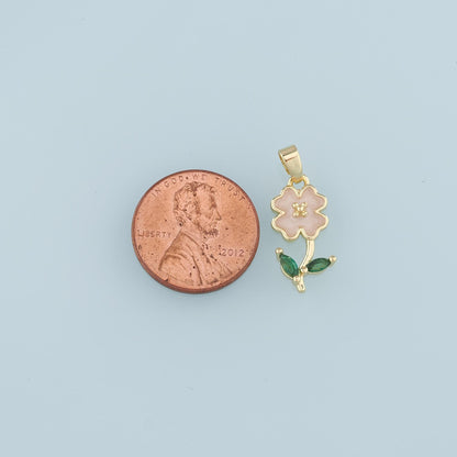 18K Gold Filled Flower Enamel Charm Pendant for Jewelry Making