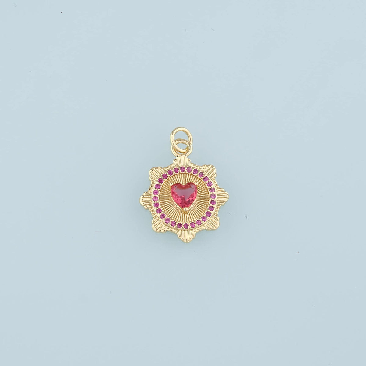 18K Gold Filled Heart CZ Charm Pendant for Jewelry Making