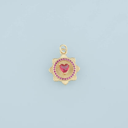 18K Gold Filled Heart CZ Charm Pendant for Jewelry Making