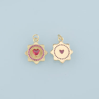 18K Gold Filled Heart CZ Charm Pendant for Jewelry Making