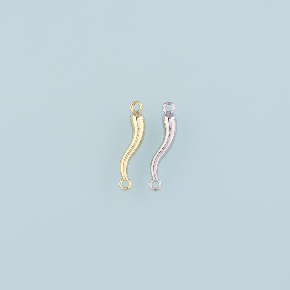 Gold Connector Charms,18K Gold Filled Horns Pendant,Horns Charm Bracelet Necklace for DIY Jewelry Making Supply