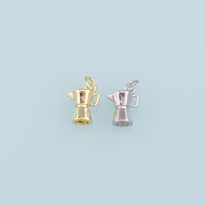 Gold Kettle Charms,18K Gold Filled Kettle Pendant,Teapot Kettle Charm Bracelet Necklace for DIY Jewelry Making Supply