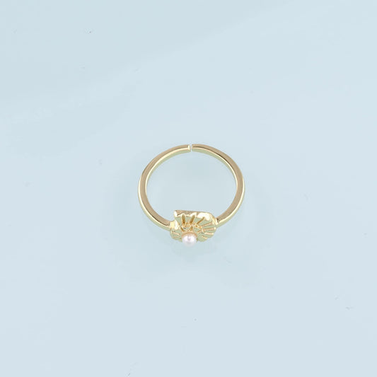 Gold Shell Ring,18K Gold Filled Pearl Conch Ring,Classic Little Shell jewelry