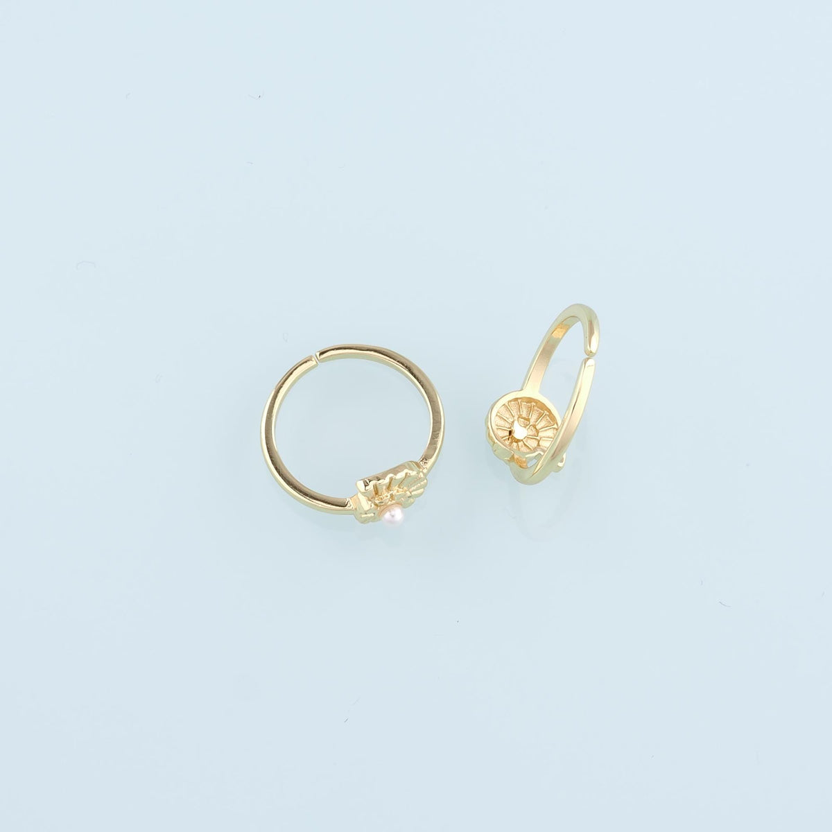 Gold Shell Ring,18K Gold Filled Pearl Conch Ring,Classic Little Shell jewelry