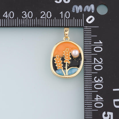 Gold Flower Charms,18K Gold Filled Flower Pendant,Enamel Flower Charm Bracelet Necklace for DIY Jewelry Making Supply