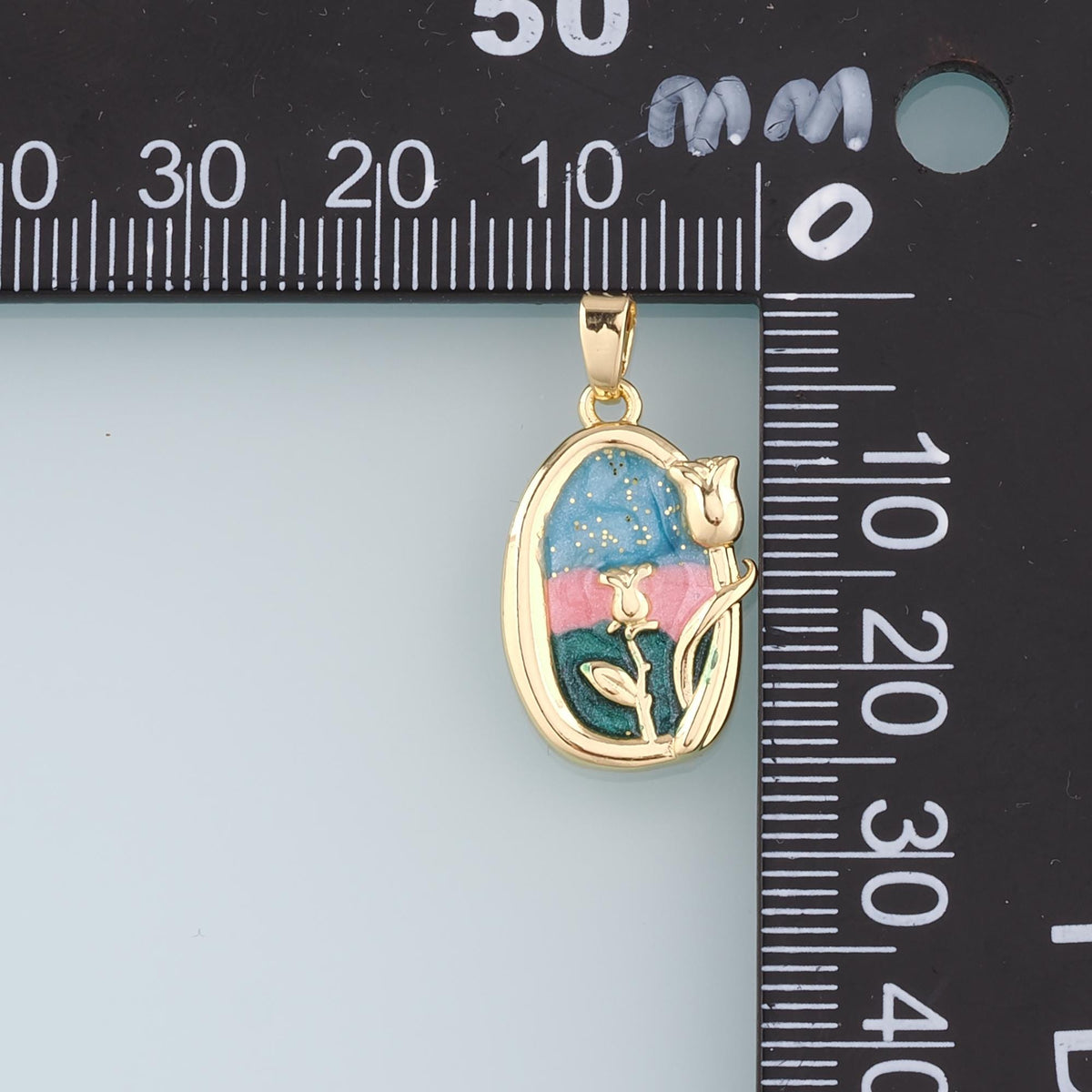 Gold Flower Charms,18K Gold Filled Flower Pendant,Enamel Flower Charm Bracelet Necklace for DIY Jewelry Making Supply