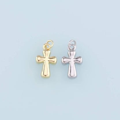 Gold Cross Charms,18K Gold Filled Cross Pendant,Religion Charm Bracelet Necklace for DIY Jewelry Making Supply
