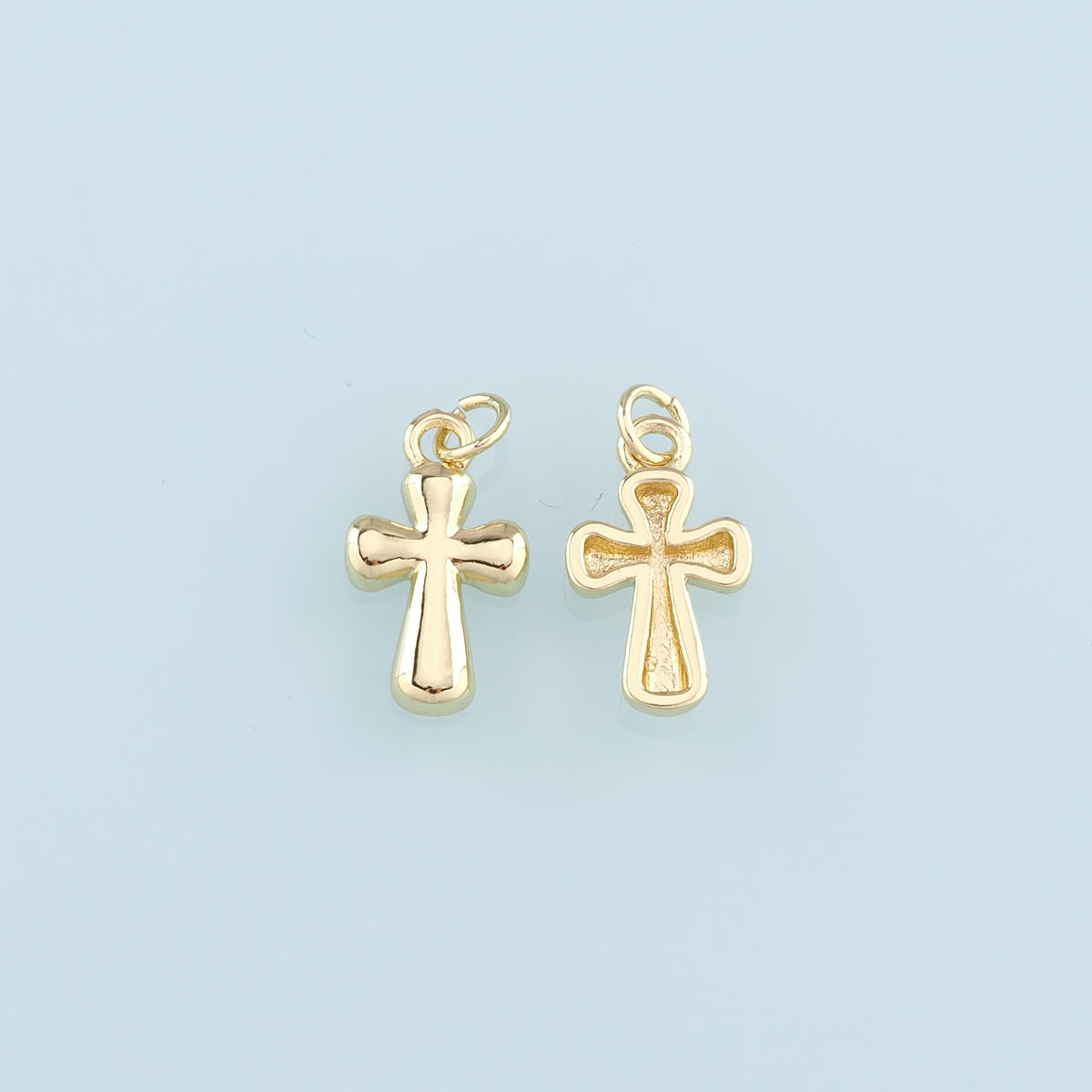 Gold Cross Charms,18K Gold Filled Cross Pendant,Religion Charm Bracelet Necklace for DIY Jewelry Making Supply