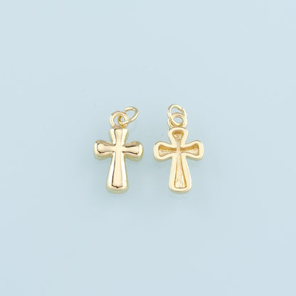 Gold Cross Charms,18K Gold Filled Cross Pendant,Religion Charm Bracelet Necklace for DIY Jewelry Making Supply