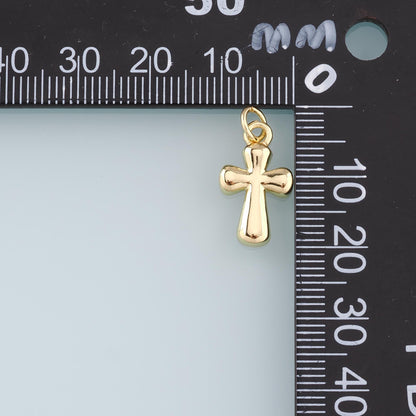 Gold Cross Charms,18K Gold Filled Cross Pendant,Religion Charm Bracelet Necklace for DIY Jewelry Making Supply