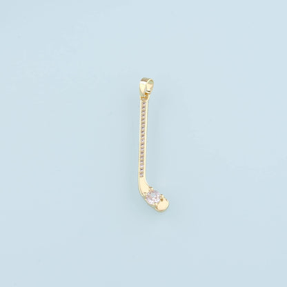 18K Gold Filled GolF Pendant,CZ Micro Pave Golf Clubs Charm Bracelet Necklace for DIY Jewelry Making Supply
