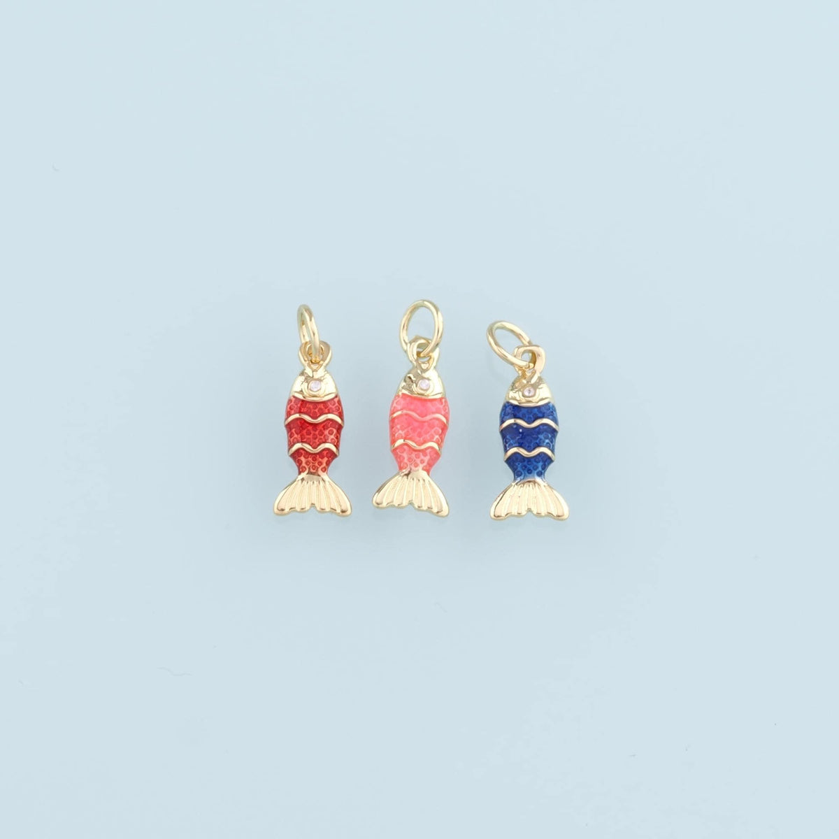 Gold Fish Charms,18K Gold Filled Enamel Fish Pendant,Cute Fish Charm Bracelet Necklace for DIY Jewelry Making Supply