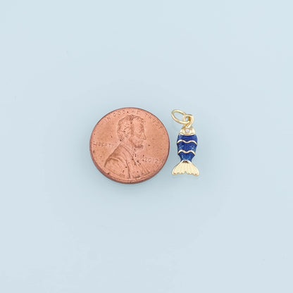 Gold Fish Charms,18K Gold Filled Enamel Fish Pendant,Cute Fish Charm Bracelet Necklace for DIY Jewelry Making Supply
