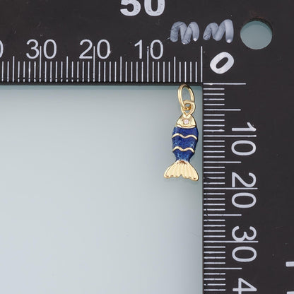 Gold Fish Charms,18K Gold Filled Enamel Fish Pendant,Cute Fish Charm Bracelet Necklace for DIY Jewelry Making Supply