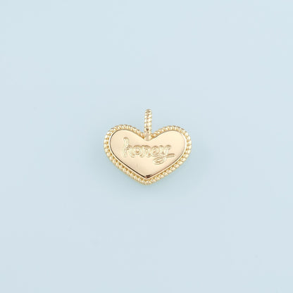 18K Gold Filled Heart Pendant,Heart Charm Bracelet Necklace for DIY Jewelry Making Supply