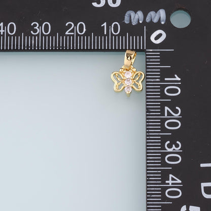 18K Gold Filled Butterfly Pendant,CZ Micro Pave Butterfly Charm Bracelet Necklace for DIY Jewelry Making Supply