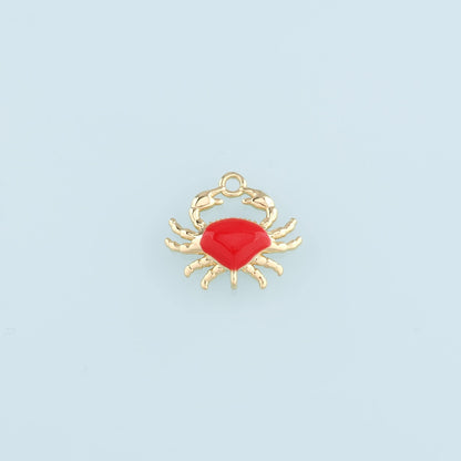 Gold Connector Charms,18K Gold Filled Crab Pendant,Enamel Crab Charms Bracelet Necklace for DIY Jewelry Making Supply
