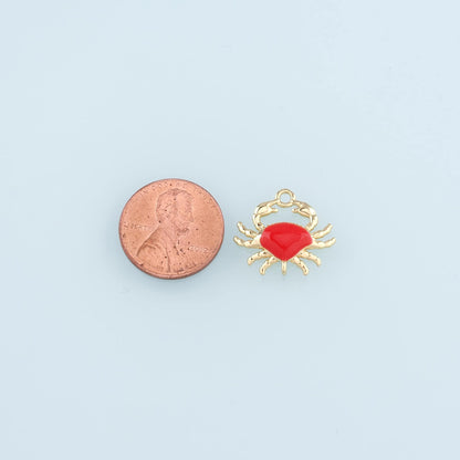 Gold Connector Charms,18K Gold Filled Crab Pendant,Enamel Crab Charms Bracelet Necklace for DIY Jewelry Making Supply