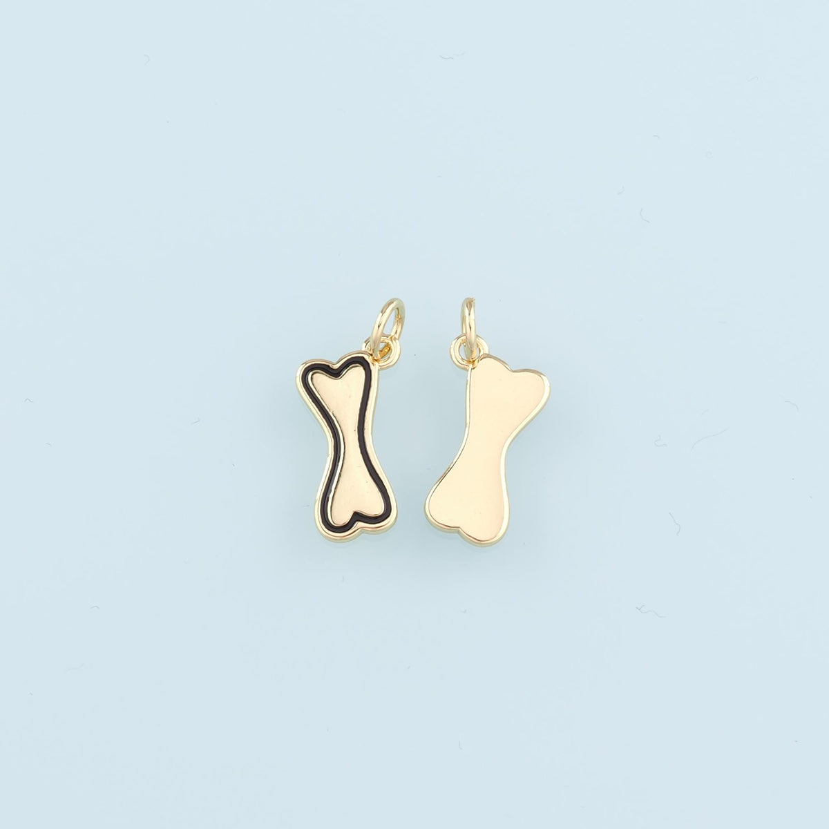 18K Gold Filled Dog Bone Pendant,Enamel Bone Charm Bracelet Necklace for DIY Jewelry Making Supply