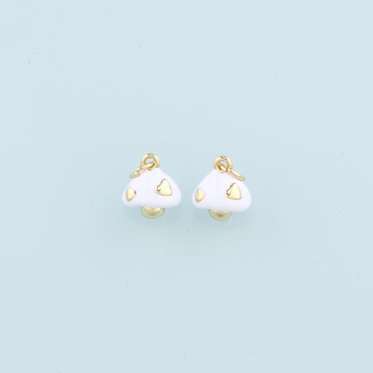 Gold Mushroom Charms,18K Gold Filled Enamel Mushroom Pendant,Kawaii Charm Bracelet Necklace for DIY Jewelry Making Supply