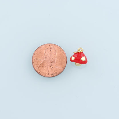 Gold Mushroom Charms,18K Gold Filled Enamel Mushroom Pendant,Kawaii Charm Bracelet Necklace for DIY Jewelry Making Supply