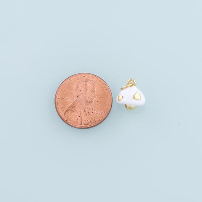 Gold Mushroom Charms,18K Gold Filled Enamel Mushroom Pendant,Kawaii Charm Bracelet Necklace for DIY Jewelry Making Supply