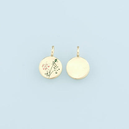 18K Gold Filled Flower Pendant,Enamel Tulip Charm Bracelet Necklace for DIY Jewelry Making Supply