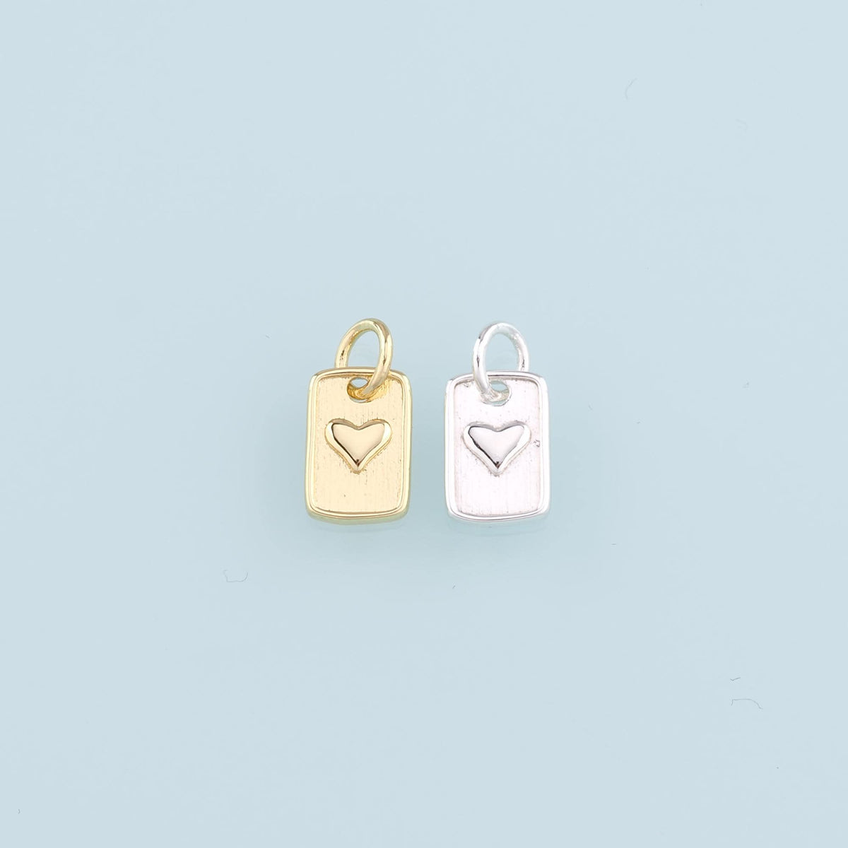 18K Gold Filled Heart Pendant,Rectangle Heart Charm Bracelet Necklace for DIY Jewelry Making Supply