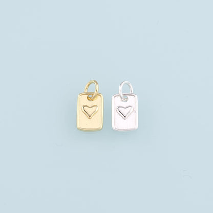18K Gold Filled Heart Pendant,Rectangle Heart Charm Bracelet Necklace for DIY Jewelry Making Supply